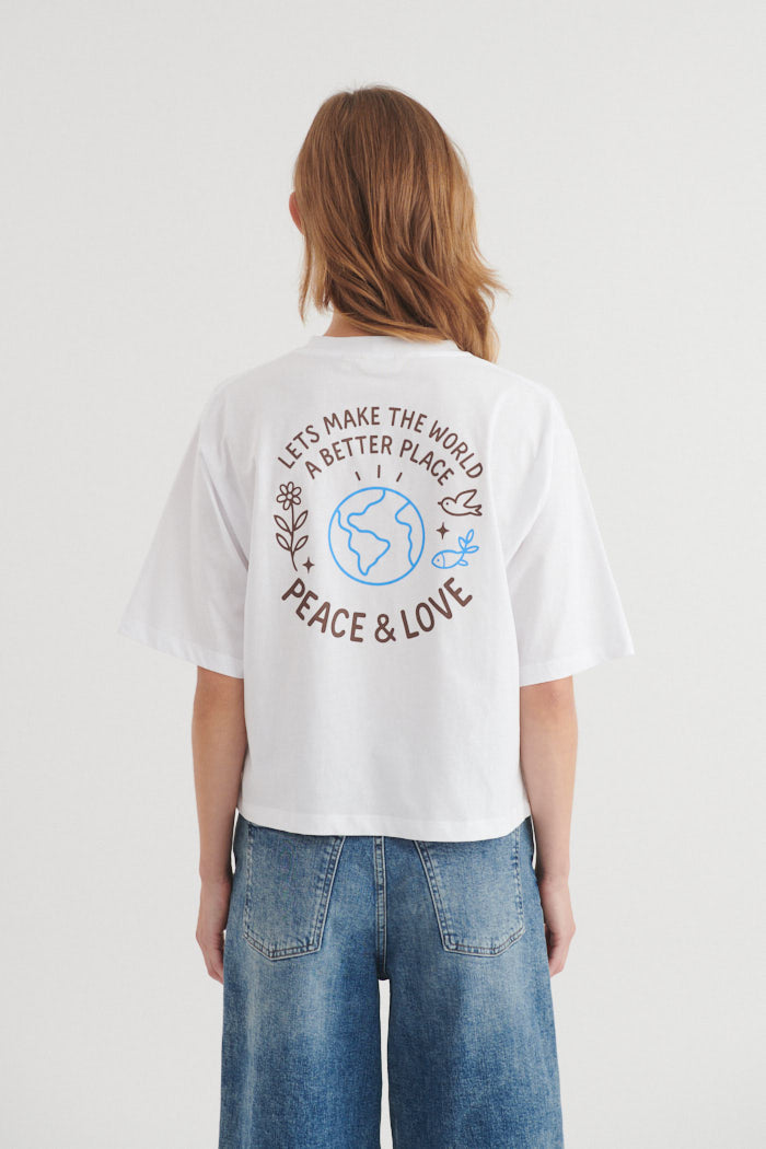 Basic Apparel Raji Peace & Love T-shirts 894 Riviera / Chicory coffee